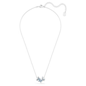 Idyllia Lilia necklace Butterfly, Blue, Rhodium plated