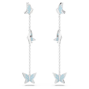 Idyllia Lilia drop earrings Butterfly, Blue, Rhodium plated