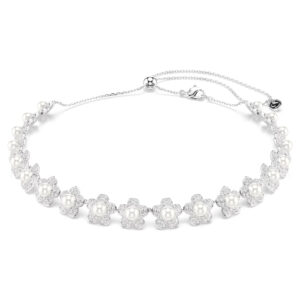 Ariana Grande x Swarovski choker, Crystal pearl, Round cut, White, Rhodium plated