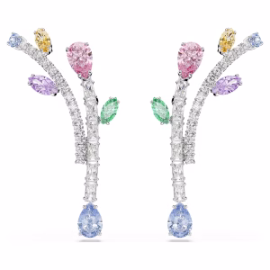 Ariana Grande x Swarovski drop earrings, Mixed cuts, Multicolored, Rhodium plated