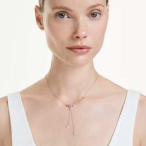 Ariana Grande x Swarovski Y necklace, Mixed cuts, Dragonfly, Multicolored, Rhodium plated