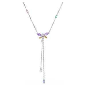 Ariana Grande x Swarovski Y necklace, Mixed cuts, Dragonfly, Multicolored, Rhodium plated