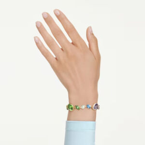 Gema bracelet, Mixed cuts, Multicolored, Gold-tone plated