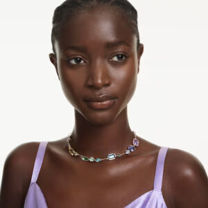 Gema necklace, Mixed cuts, Multicolored, Gold-tone plated