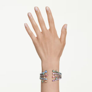 Matrix bangle, Mixed cuts, Bouquet, Multicolored, Ruthenium plated
