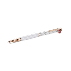 Crystalline ballpoint pen, Ladybug, White, Red lacquered, Rose gold-tone plated