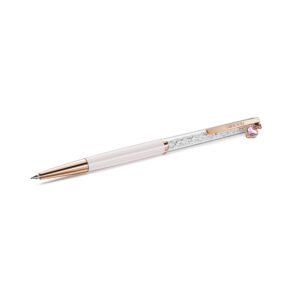 Crystalline ballpoint pen, Heart, Pink, Pink lacquered, Rose gold-tone plated
