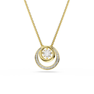 Hyperbola pendant, Round cut, White, Gold-tone plated