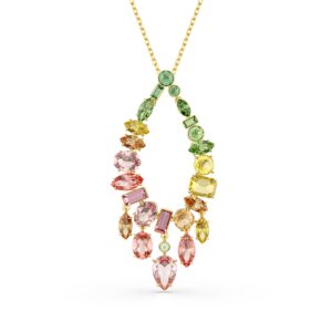 Gema pendant, Mixed cuts, Multicolored, Gold-tone plated