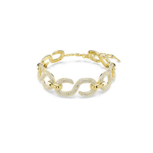 Dextera choker, Round cut, White, Gold-tone plated