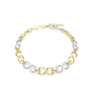 Dextera necklace, Round cut, Chain, White, Mixed metal finish