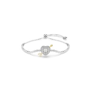 Idyllia bracelet, Mixed cuts, Heart with arrow, White, Rhodium plated