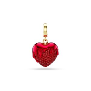 Idyllia charm, Round cut, Heart, Red, Gold-tone plated