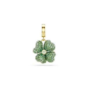 Idyllia charm, Clover, Green, Gold-tone plated