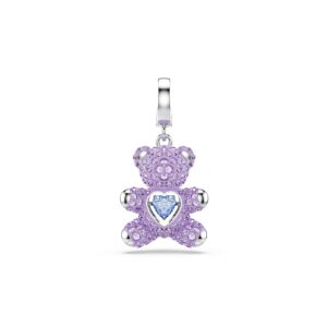 Idyllia charm, Mixed cuts, Teddy, Purple, Rhodium plated