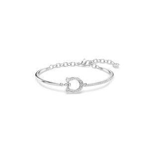 Symbolica bracelet, Pavé, Horse shoe, White, Rhodium plated
