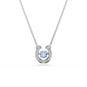 Symbolica pendant, Round cut, Pavé, Horse shoe, Blue, Rhodium plated