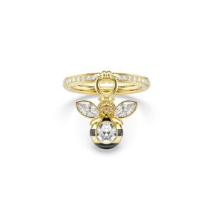 Idyllia motif ring, Mixed cuts, Bee, Multicolored, Gold-tone plated
