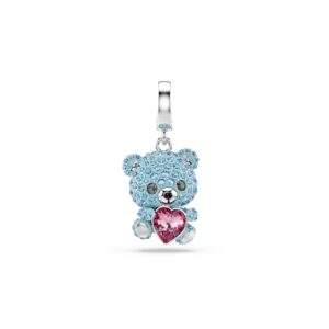 Idyllia charm, Mixed cuts, Teddy, Blue, Rhodium plated