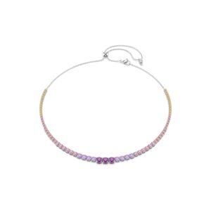Matrix Tennis necklace, Gradient of round cuts, Multicolored, Rhodium plated