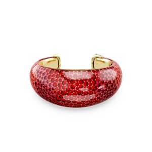 Idyllia cuff, Red, Gold-tone plated