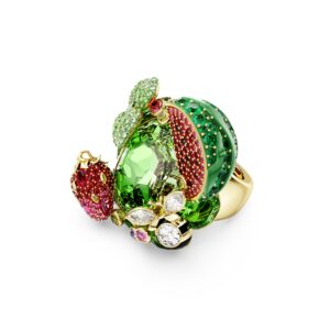 Idyllia motif ring, Multicolored, Gold-tone plated