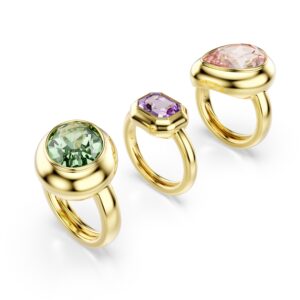 Gema motif ring, Set (3), Multicolored, Gold-tone plated