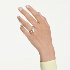 Ariana Grande x Swarovski open ring, Mixed cuts, Multicolored, Rhodium plated