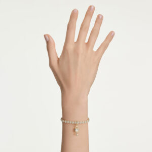 Idyllia charm, Mixed cuts, Heart with key, White, Gold-tone plated