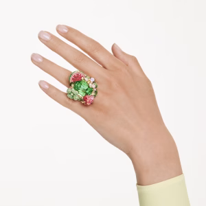 Idyllia motif ring, Multicolored, Gold-tone plated
