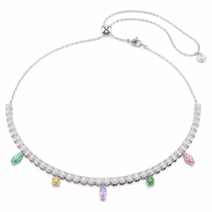 Ariana Grande x Swarovski Tennis necklace, Mixed cuts, Multicolored, Rhodium plated