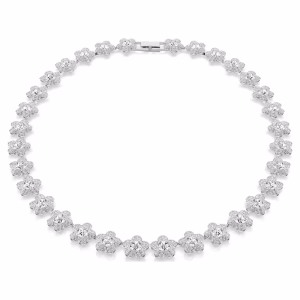 Ariana Grande x Swarovski necklace, Round cut, Flower, White, Rhodium plated