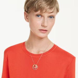 Hyperbola necklace, Round cut, White, Gold-tone plated