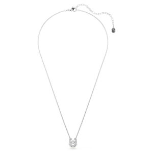 Symbolica pendant, Crystal pearl, Round cut, Pavé, Horse shoe, White, Rhodium plated