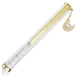 Crystalline ballpoint pen, Horse shoe, White, White lacquered, Gold-tone plated