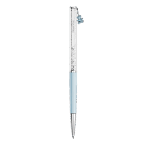 Crystalline ballpoint pen, Teddy, Blue, Blue lacquered, Chrome plated