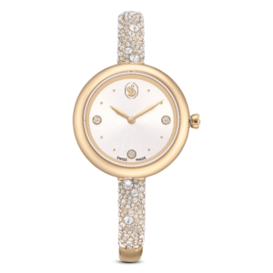Sublima bangle watch, Swiss Made, Metal bracelet, Gold tone, Champagne gold-tone finish