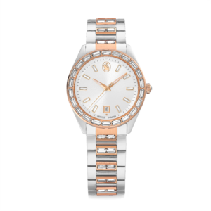 Matrix date watch, Swiss Made, Metal bracelet, Rose gold tone, Mixed metal finish