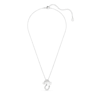 Symbolica pendant, Crystal pearl, Round cut, Pavé, Horse shoe, White, Rhodium plated