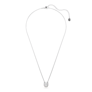 Symbolica pendant, Crystal pearl, Round cut, Pavé, Horse shoe, White, Rhodium plated