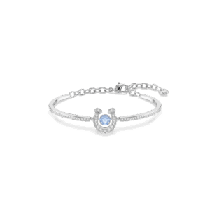Symbolica bangle, Round cut, Pavé, Horse shoe, Blue, Rhodium plated