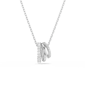 Hyperbola pendant, Round cut, White, Rhodium plated