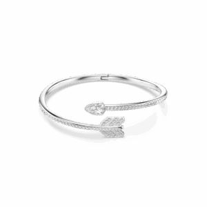Idyllia bangle, Mixed cuts, Arrow, White, Rhodium plated