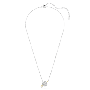 Idyllia pendant, Mixed cuts, Heart, White, Mixed metal finish