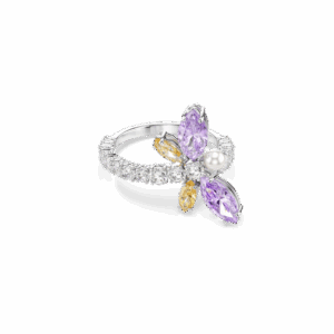 Ariana Grande x Swarovski motif ring, Mixed cuts, Dragonfly, Multicolored, Rhodium plated