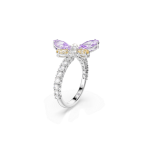 Ariana Grande x Swarovski motif ring, Mixed cuts, Dragonfly, Multicolored, Rhodium plated