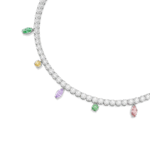 Ariana Grande x Swarovski Tennis necklace, Mixed cuts, Multicolored, Rhodium plated
