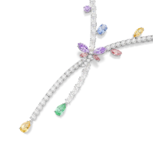 Ariana Grande x Swarovski necklace, Mixed cuts, Dragonfly, Multicolored, Rhodium plated