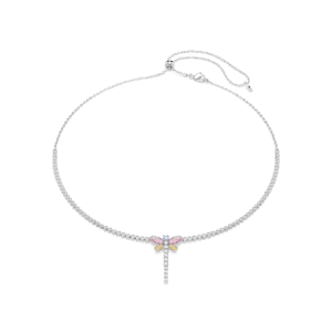 Ariana Grande x Swarovski Tennis Y necklace, Mixed cuts, Dragonfly, Multicolored, Rhodium plated