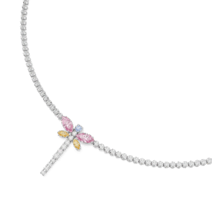 Ariana Grande x Swarovski Tennis Y necklace, Mixed cuts, Dragonfly, Multicolored, Rhodium plated